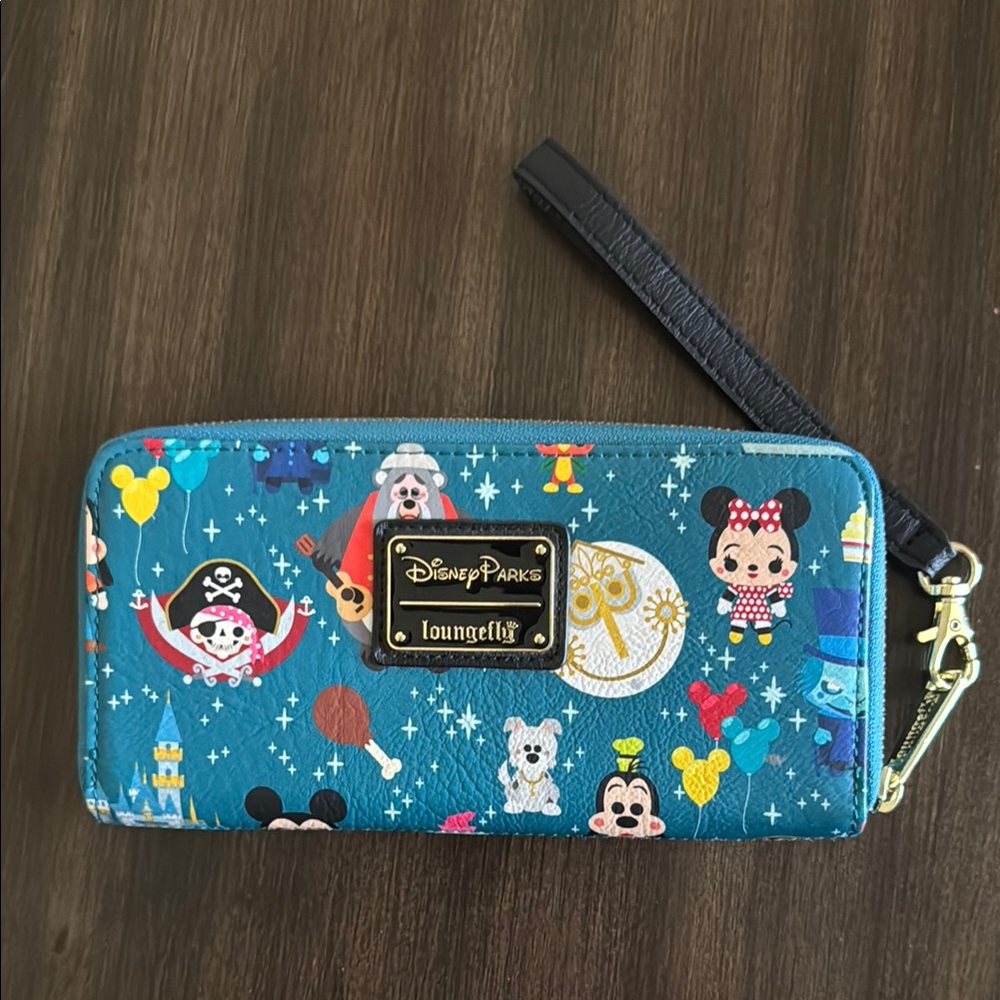 Loungefly Disney Parks Teal Character Wristlet